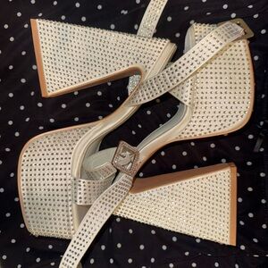Baddie White Studded Platform Heels